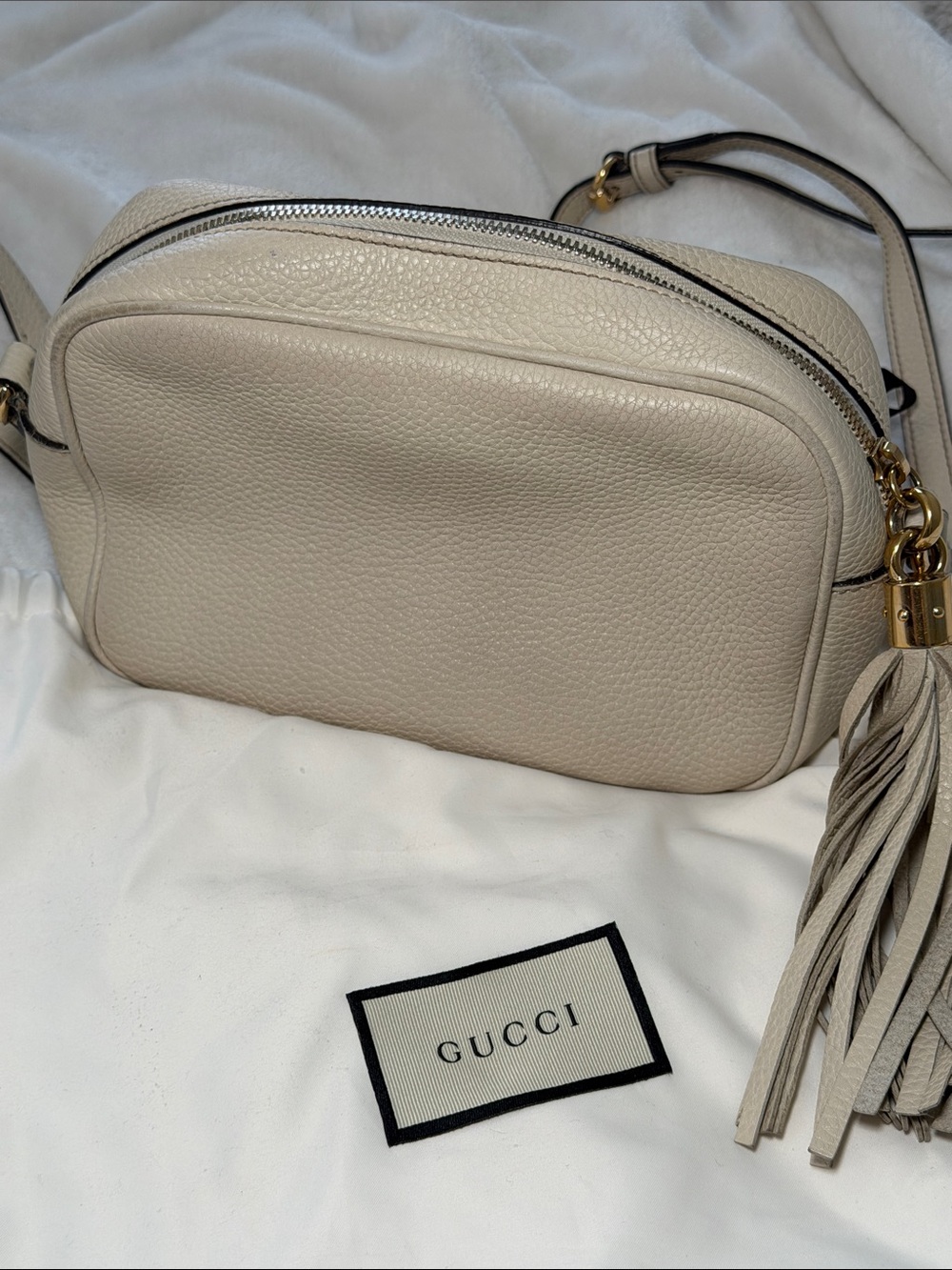 Gucci Women's Off-White Soho Leather Disco Bag with Tassel - Picture 5 of 7